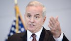 Minnesota Governor Mark Dayton took questions about the state's projected budget surplus of $1.87 billion.