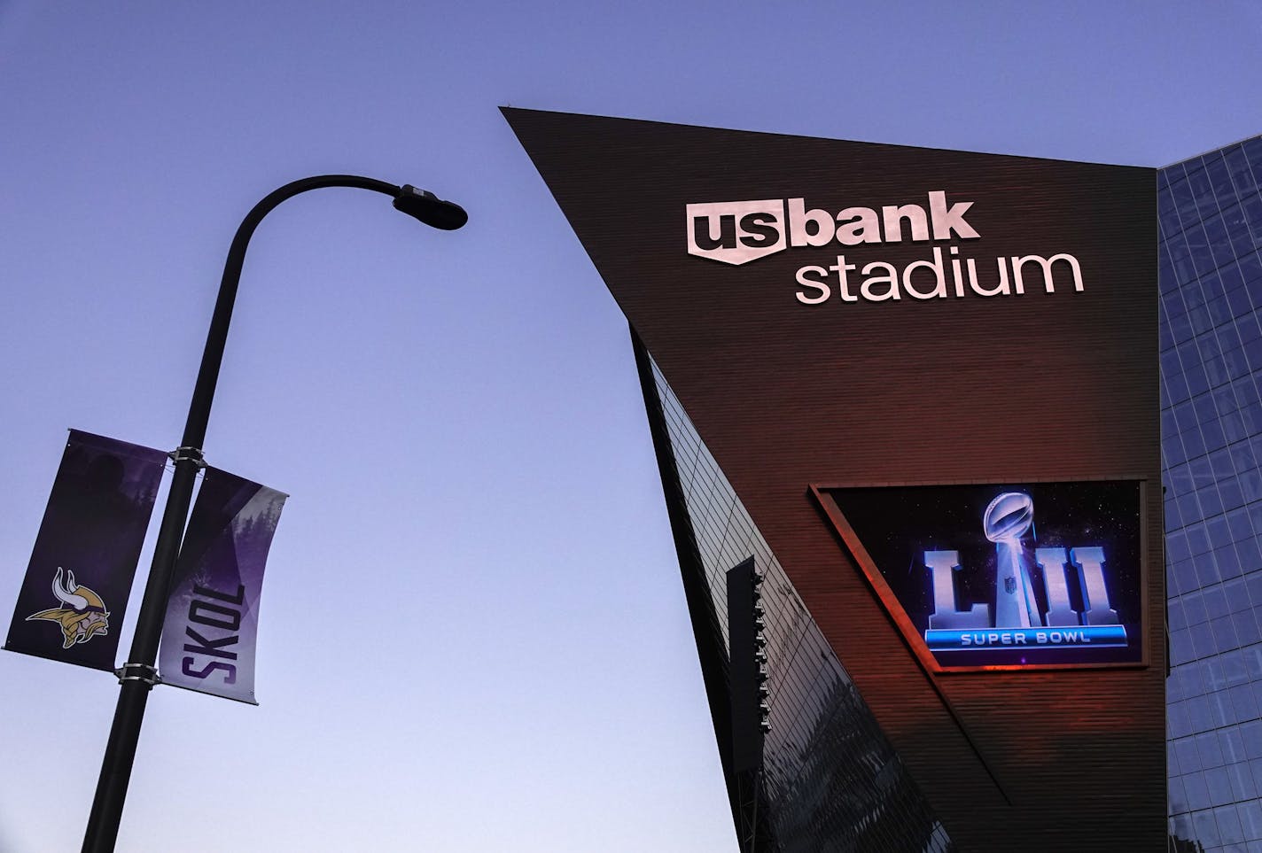 Preparation for the Super Bowl is underway at U.S. Bank Stadium with all Viking logos already erased from the field and signage is in the building and ready to hang. ] BRIAN PETERSON &#xef; brian.peterson@startribune.com
Minneapolis, MN 01/12/18