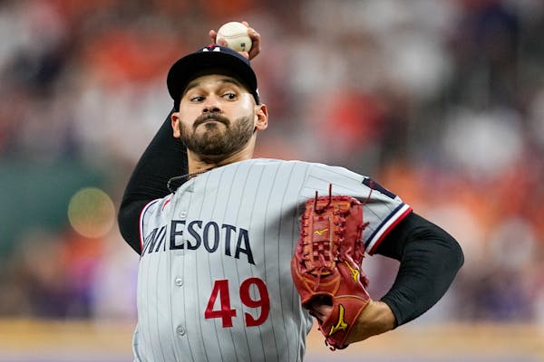 Twins pitcher Pablo López delivers against Houston in Game 2 of the ALDS on Oct. 8, 2023.