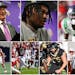 The Vikings' 2024 NFL draft class, from top left: quarterback J.J. McCarthy, edge rusher Dallas Turner, cornerback Khyree Jackson, defensive lineman L