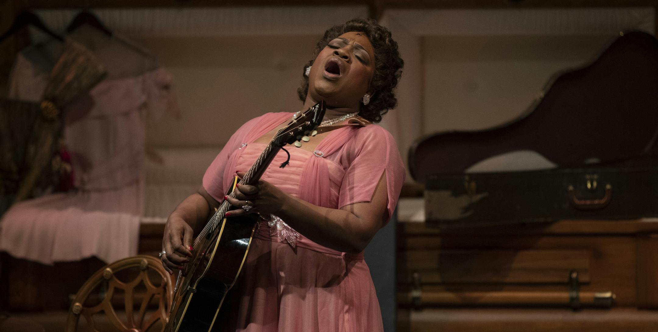 Jamecia Bennett plays legendary musician Rosetta Tharpe in Park Square's "Marie and Rosetta." Jerry Holt • Jerry.holt@startribune.com ORG XMIT: MIN1811211308169323