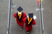 New graduates walked into a graduation ceremony at Rutgers University in New Jersey in 2018. 