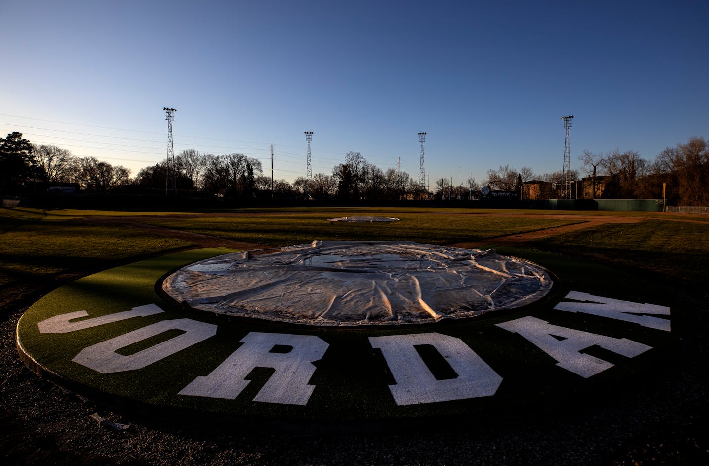 The Jordan Baseball Park, also known as the "Mini Met," sits empty, just as ball fields do around the country.