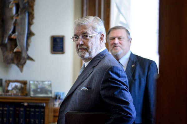 Dr. Bill McGuire made his way into Senate Majority Leader Tom Bakk's office for a meeting Tuesday afternoon.