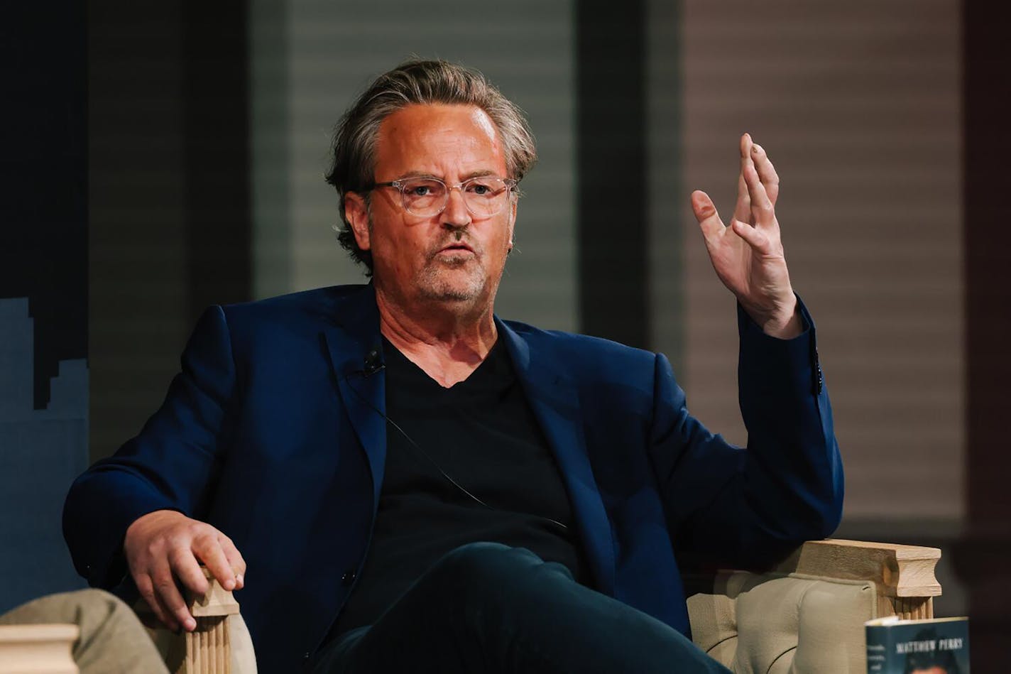 Matthew Perry speaks during the 28th Annual Los Angeles Times Festival of Books at the University of Southern California on April 22, 2023, in Los Angeles. (Dania Maxwell/Los Angeles Times/TNS)