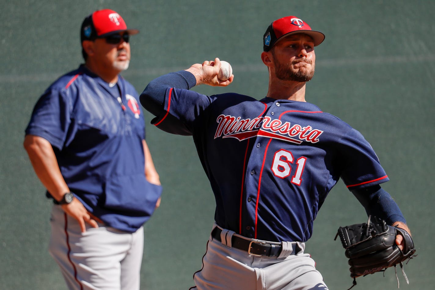 Minnesota Twins relief pitcher Tyler Kinley (61)