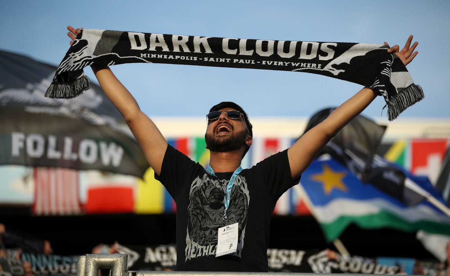 Loons fans celebrate their team's win on Sunday, April 23, 2017 at TCF Bank Stadium in Minneapolis, Minn. (Jeff Wheeler/Minneapolis Star Tribune/TNS) ORG XMIT: 1201144