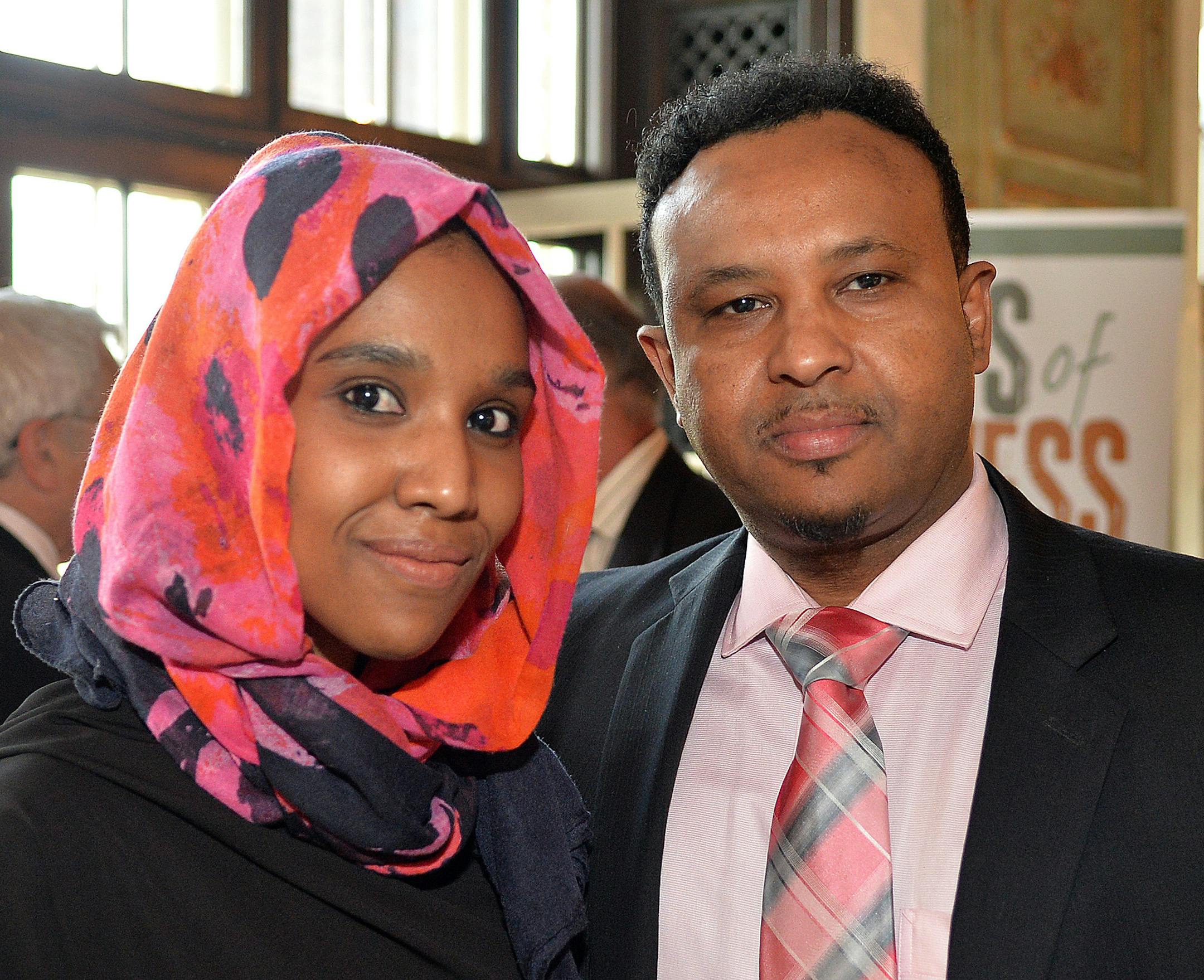 From left to right, Nawal Osman and Eng. Jibril Afyare. ] (SPECIAL TO THE STAR TRIBUNE/BRE McGEE) **Nawal Osman (left), Eng. Jibril Afyare (right)