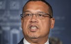 FILE - Attorney General Keith Ellison leads a press conference in this file photo from Wednesday, Feb. 19, 2020, in St. Paul, Minn. In a filing Tuesda