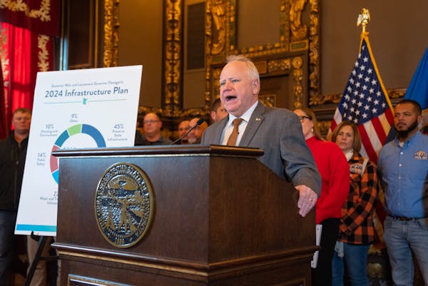 Gov. Tim Walz discussed his bonding proposal at the Minnesota State Capitol on Tuesday.