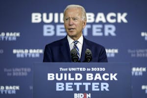 Democratic presidential candidate and former Vice President Joe Biden speaks about economic recovery during a campaign event at Colonial Early Educati
