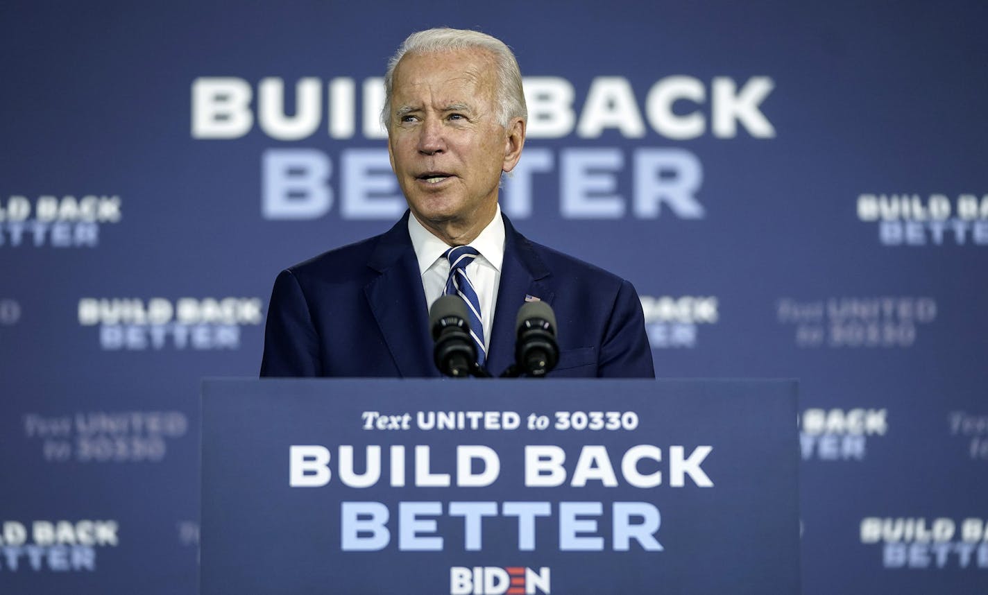 Democratic presidential candidate and former Vice President Joe Biden speaks about economic recovery during a campaign event at Colonial Early Education Program at the Colwyck Center on July 21, 2020 in New Castle, Delaware. (Drew Angerer/Getty Images/TNS)