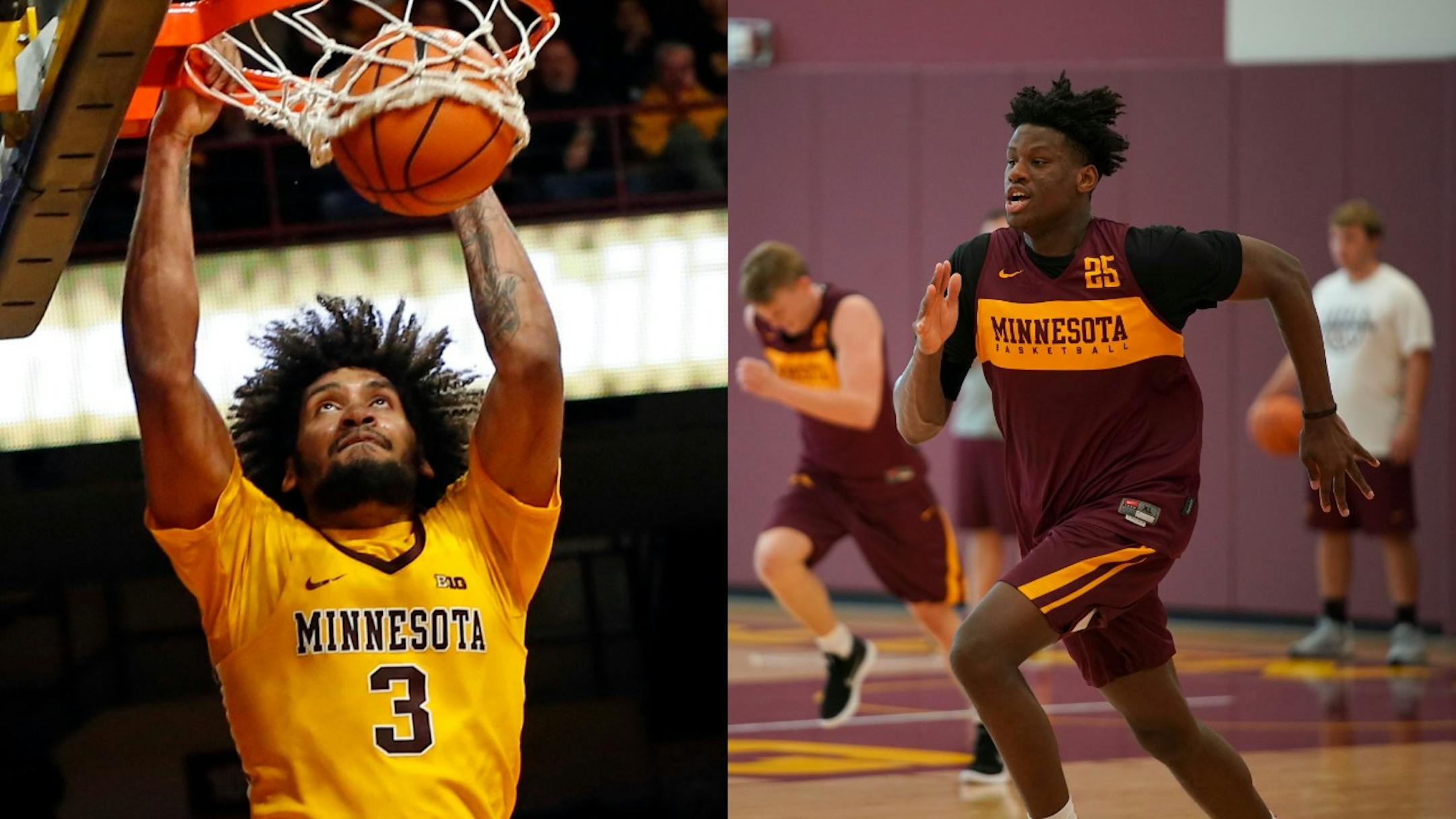 The stats for Jordan Murphy, left, dropped last season after the suspension of Reggie Lynch, but he still wound up averaging 16.8 points and 11.3 rebounds per game. He'll get some help inside this season from freshman Daniel Oturu, right.