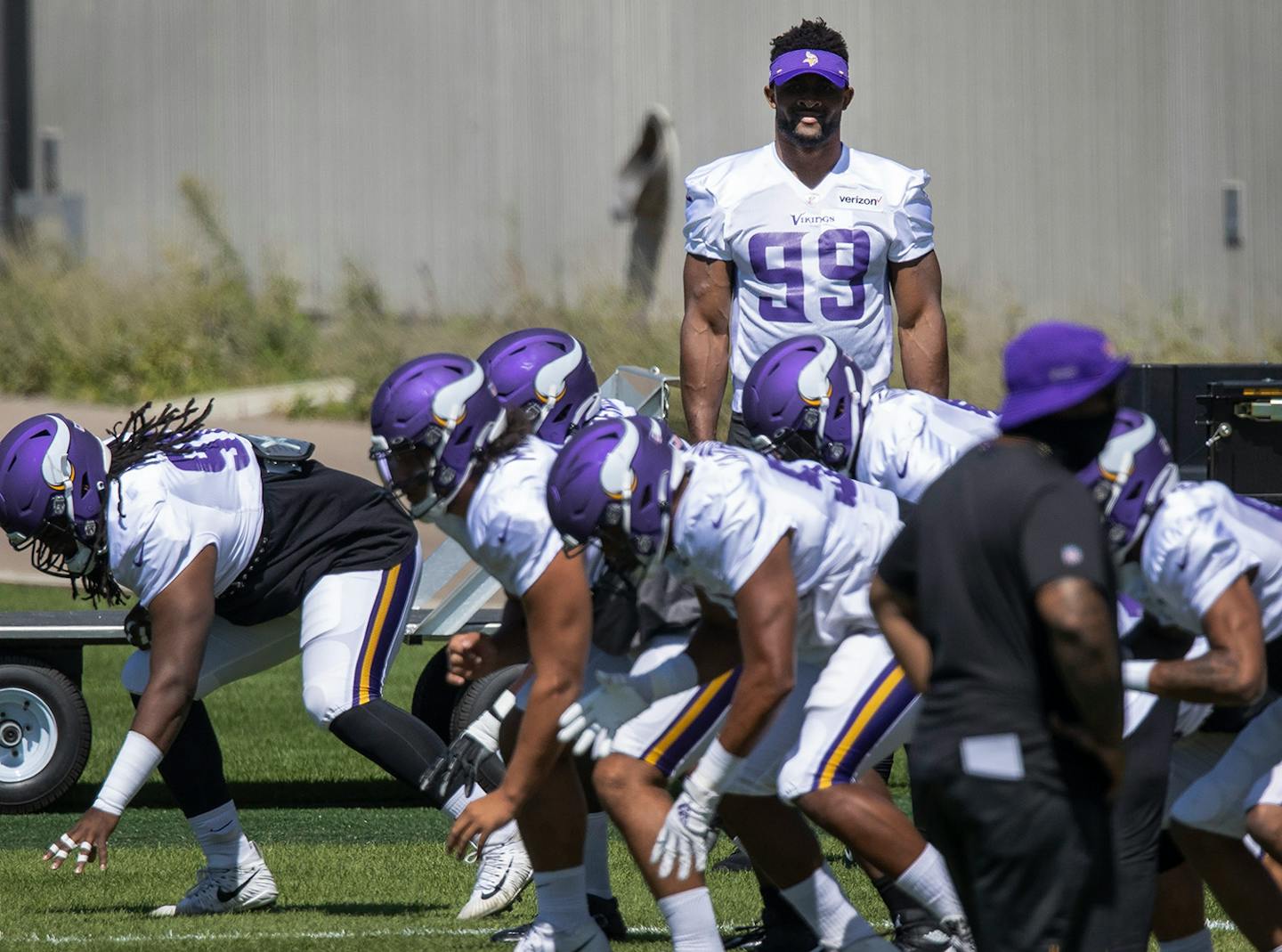 Danielle Hunter (99) watched the defensive lineman during practice a few weeks ago.