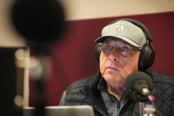 After 37 years, Tom Barnard records one of his final morning shows for KQRS in his personal studio St. Louis Park, Minn., on Monday, Dec. 19, 2022. ] 