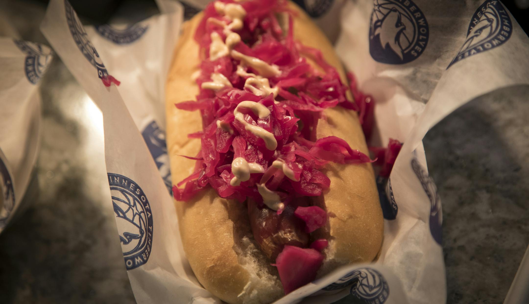 Kimchi hot dogs are part of the menu at the renovated Target Center in Minneapolis, Minn., on Tuesday, October 10, 2017. ] RENEE JONES SCHNEIDER • renee.jones@startribune.com