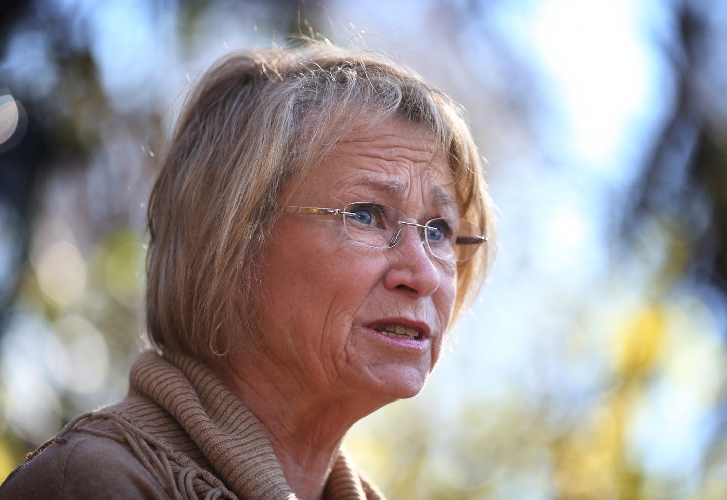 Patty Wetterling speaks to the media in St. Joseph about the recent developments in the Jacob Wetterling case on Tuesday, November 3, 2015.