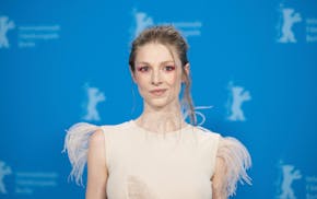 FILE - Actor Hunter Schafer poses at the photocall of the film "Cuckoo" (Berlinale Special section) at the Berlinale, Friday, Feb. 16, 2023.