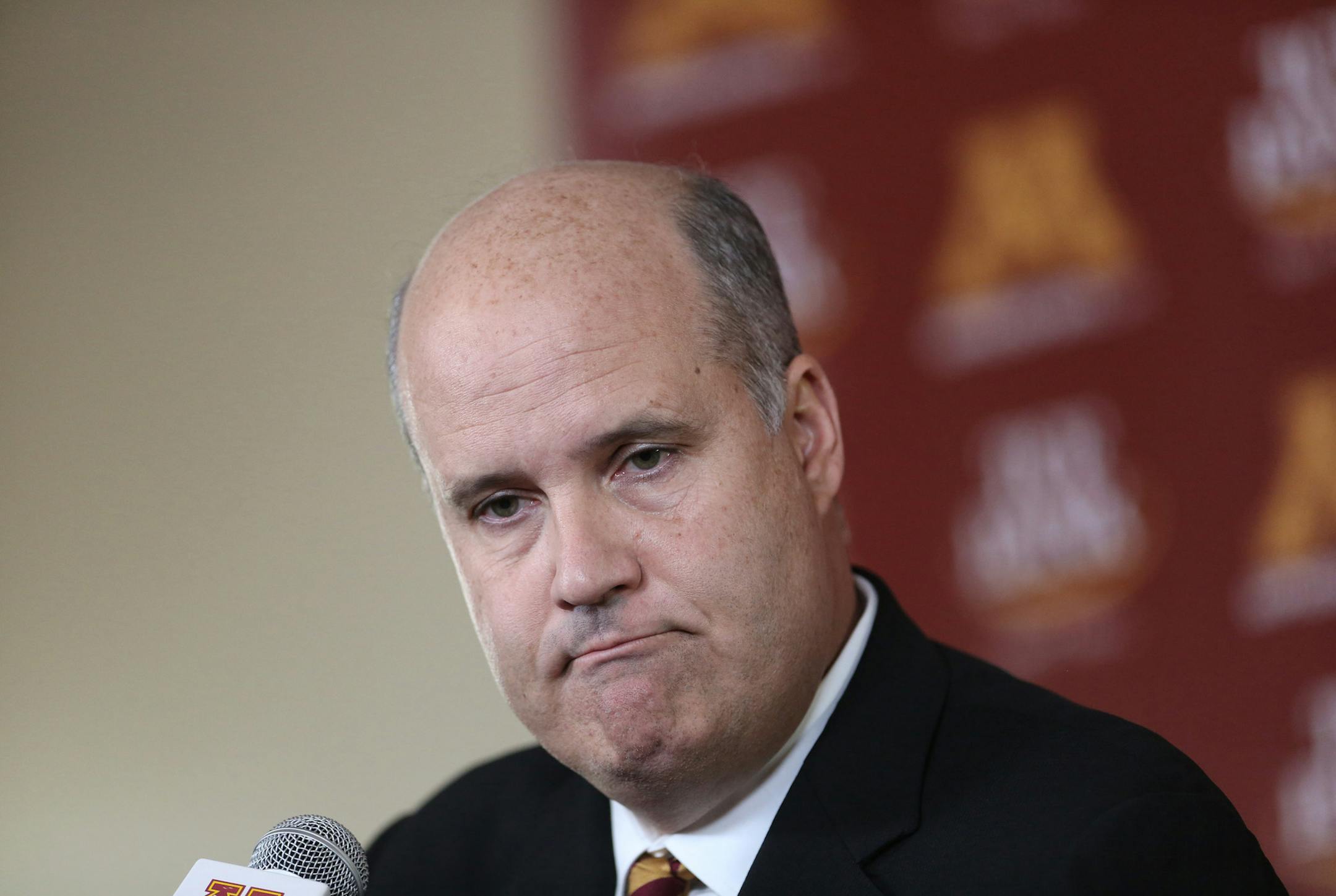 Norwood Teague talked during a press conference announcing the firing of basketball coach Tubby Smith