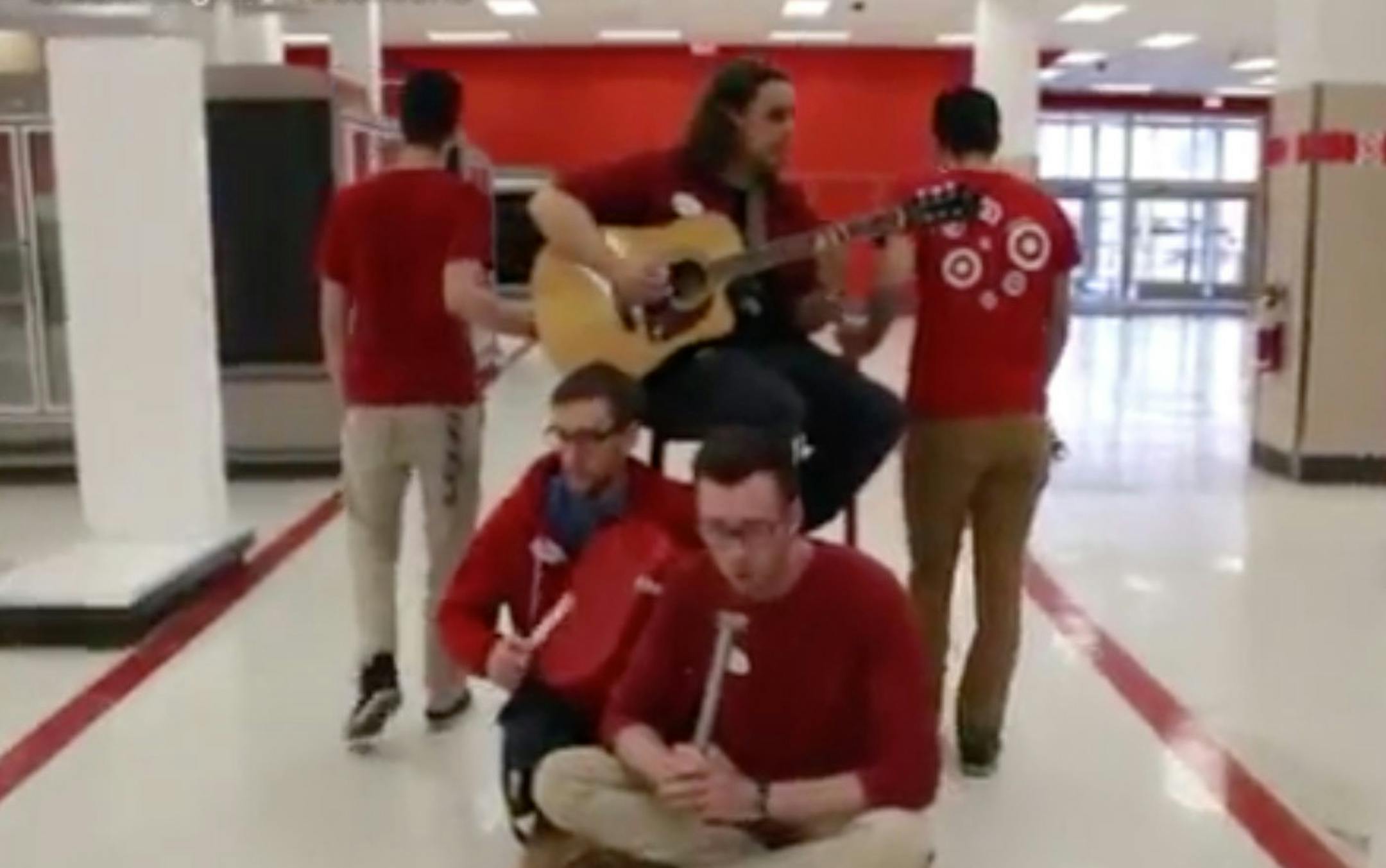 CLOSING041615 Five young Canadians embraced their dwindling moments as Target store employees and forlornly performed the song ìClosing Time,î rolling through the stripped-down aisles at a funereal pace on a flatbed storage room cart. The video-recorded sentimental send-off just minutes after closing time on March 31 at the Target in Victoria, B.C., has been a big hit on Facebook and YouTube in the first two days of posting, drawing hundreds of thousands of views. ìWe mostly did t