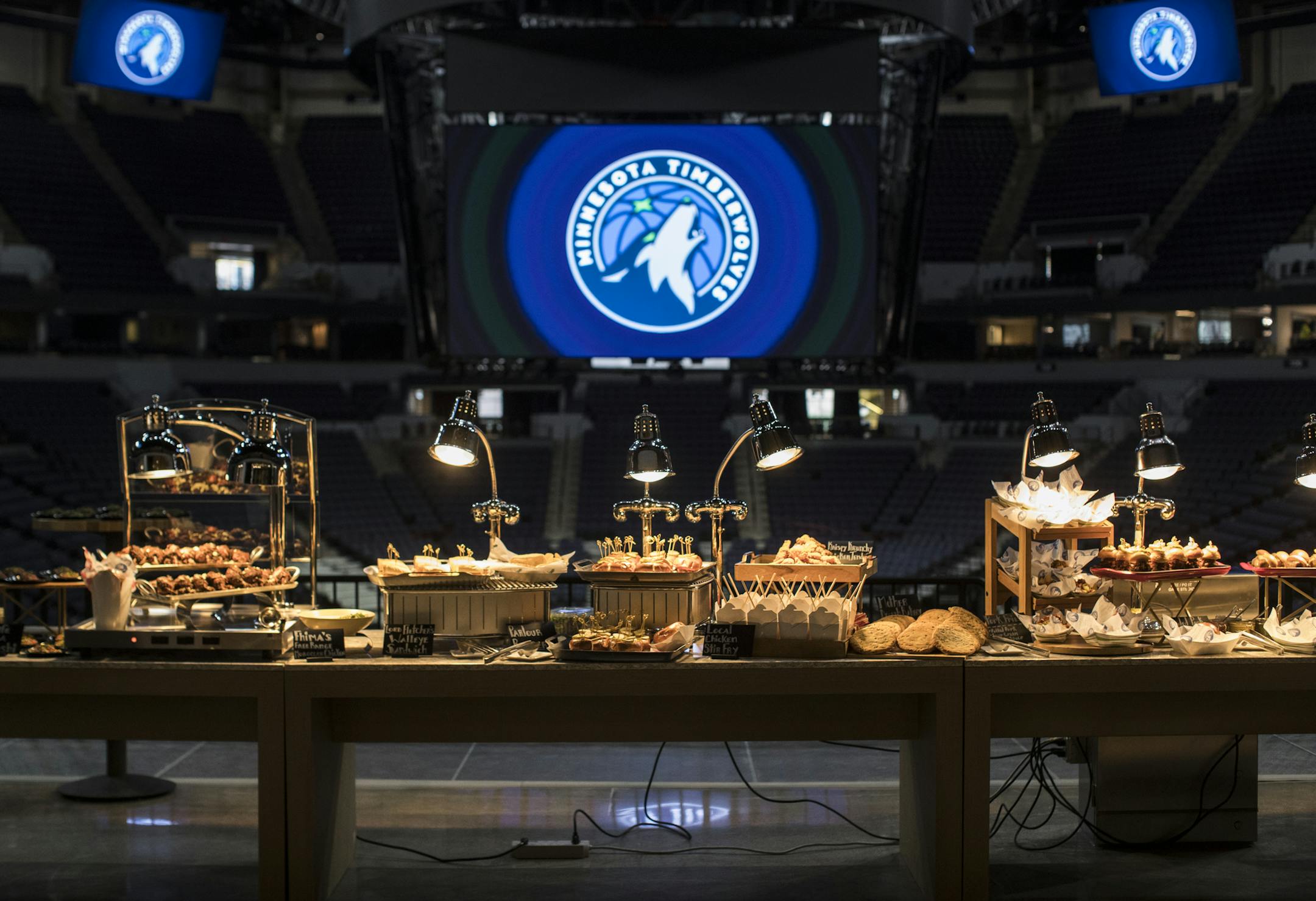 A display with the new food options at the renovated Target Center in Minneapolis.