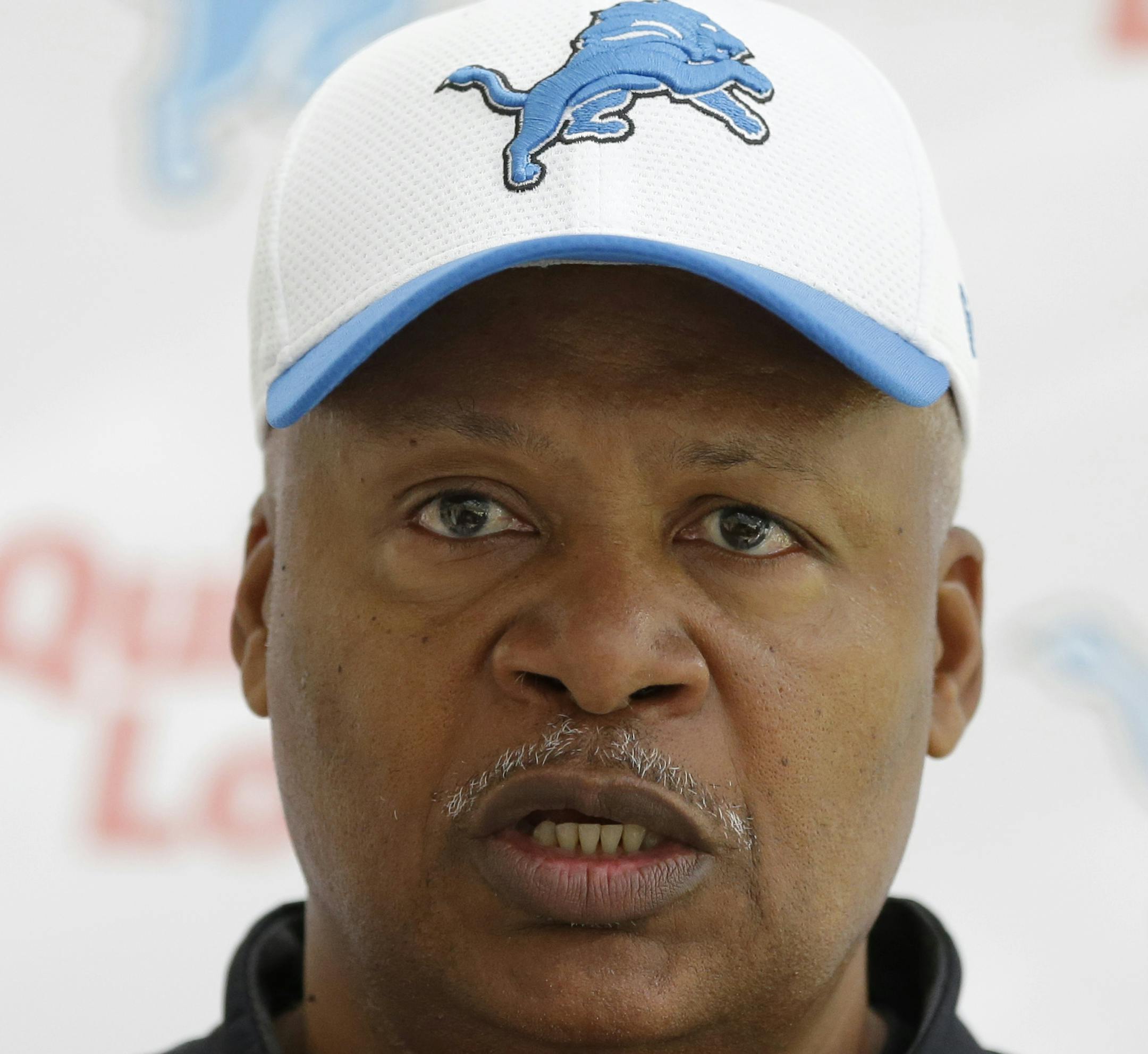 Detroit Lions head coach Jim Caldwell speaks in a press conference at the Grove Hotel in Chandler's Cross, England, Wednesday, Oct. 28, 2015. The Detroit Lions are due to play the Kansas City Chiefs at Wembley stadium in London on Sunday in a regular season NFL game. (AP Photo/Matt Dunham)