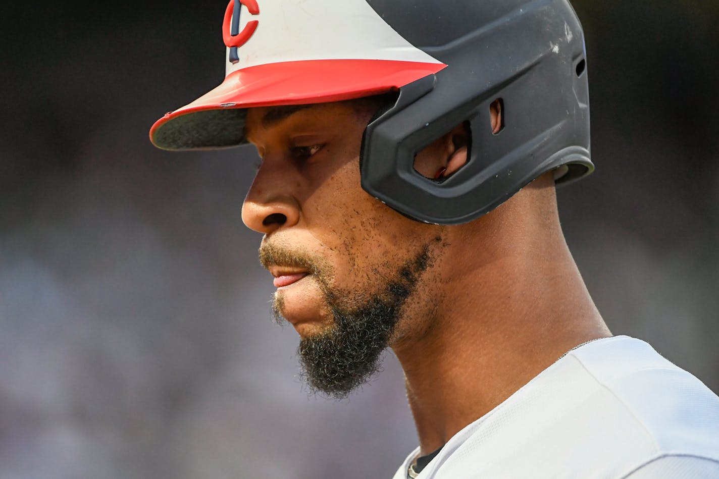 Minnesota Twins designated hitter Byron Buxton at bat against the Chicago Cubs during the third inning of a baseball game, Friday, May 12, 2023, in Minneapolis. The Cubs won 6-2. (AP Photo/Craig Lassig)