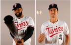 New MLB rules meant that even if Joe Ryan, right, wanted to give newly signed veteran free agent Carlos Santana, left, his jersey number, he couldn't 