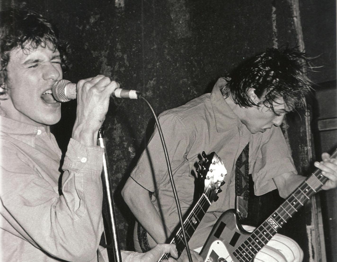 Paul Westerberg and Tommy Stinson in the original photo used for the cover of the Replacements' first album, "Sorry Ma, I Forgot to Take Out the Trash."