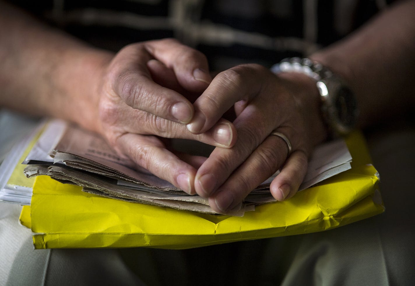 Sexual abuse survivor Jamie Heutmaker held on his lap documents related to his effort to bring justice to Fr. Jerome Kern, the Minnesota Catholic Church priest who sexually molested him in the 70s. ] (AARON LAVINSKY/STAR TRIBUNE) aaron.lavinsky@startribune.com It pried open the lid on priest sex abuse claims that had been simmering for decades. Forced the St. Paul archdiocese and Duluth diocese into bankruptcy. Lead to to the disgraceful resignation of an archbishop, and a crisis of morale among