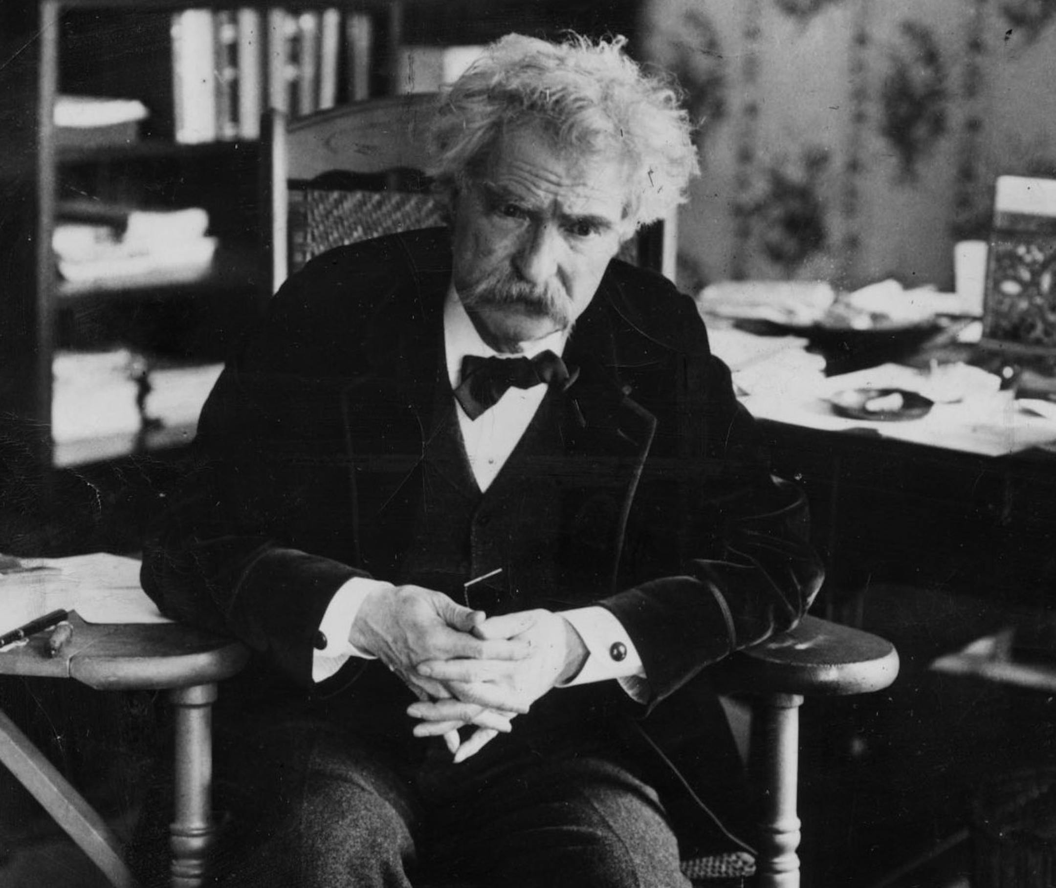 Mark Twain (Samuel Clemens), author of "The Adventures of Huckleberry Finn" and many other books. Historical file photo.
