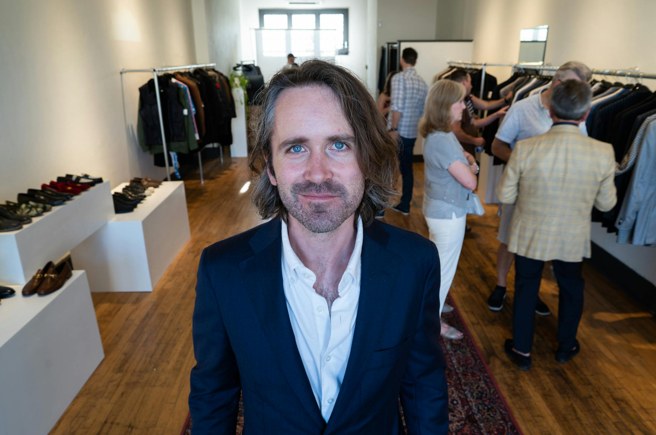 Robert Sheie held a pre-launch event for friends and patrons. ] MARK VANCLEAVE • mark.vancleave@startribune.com * After finding success in online sales, Robert Sheie decided to open a brick and mortar luxury men's consignment shop, Menswear Market, at 38th Street and Chicago Ave. in South Minneapolis. Photographed Wednesday, Aug. 8, 0218.