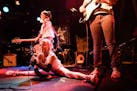 Rowan Stuva, 9, the vocalist with "The Howling Sounds," did a split at the end of her band's set during the Girls Rock n Roll Retreat Showcase Concert