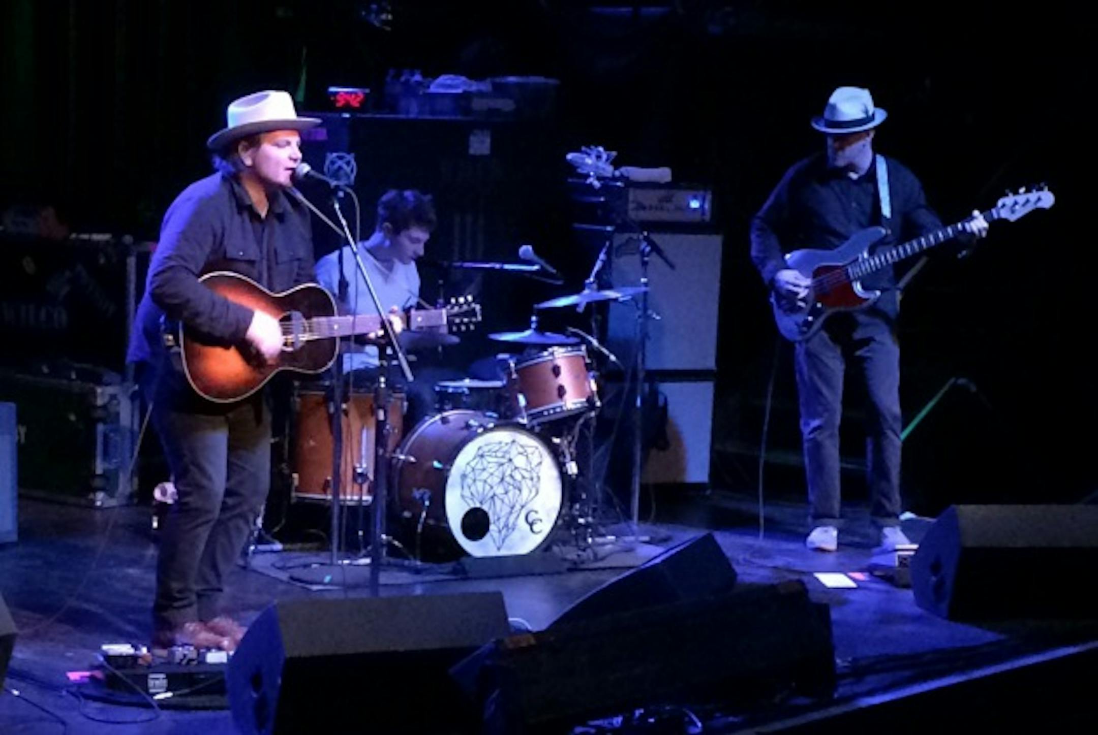 Wilco frontman Jeff Tweedy, left, performed with son Spencer Tweedy on drums and bassist Darin Gray at First Avenue on Sunday. / Photos by Tim Campbell