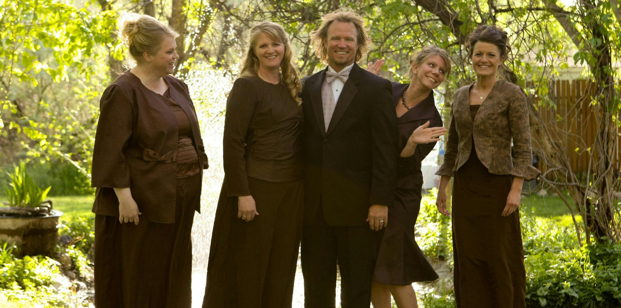 In this publicity image released by TLC, the Browns, from left, Janelle, Christine, Kody, Meri, and Robyn from the TLC series, "Sister Wives," are shown. (AP Photo/TLC, Bryant Livingston) ORG XMIT: MIN2013121416330519