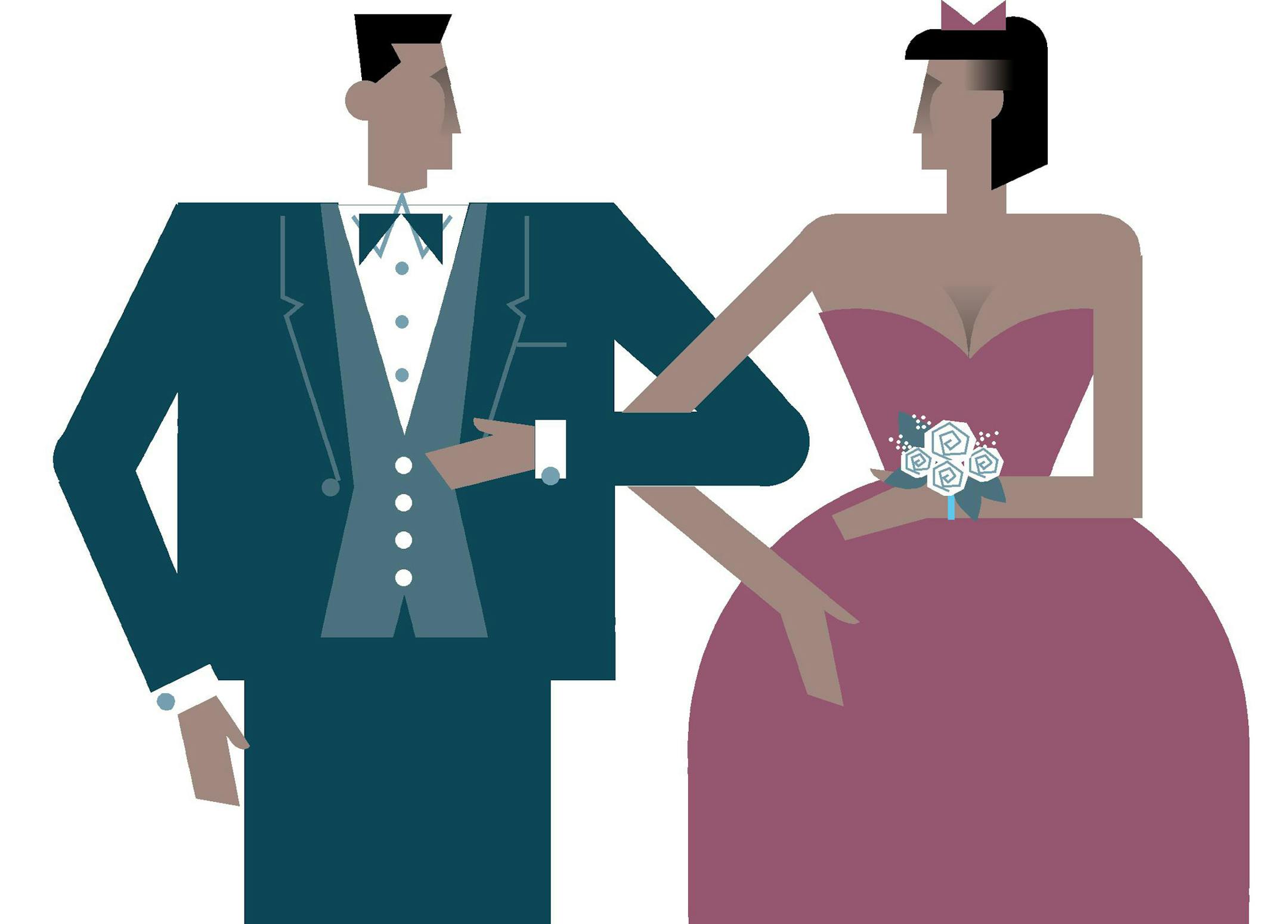 300 dpi Jeff Dionise illustration of couple dressed in formal wear. MCT 1995<p> krtnational national; krtworld world; krt; krtcampus campus; mctillustration; 01007000; 10000000; 10010000; ACE; FAS; FEA; krtculture culture; krtfashion fashion; krtfeatures features; krtlifestyle lifestyle; LEI; leisure; LIF; 05005003; EDU; high school; krteducation education; krtschool school; krtdiversity diversity; woman women; youth; homecoming; krt mct dionise; prom; tuxedo; tux; 1995; krt1995; gown