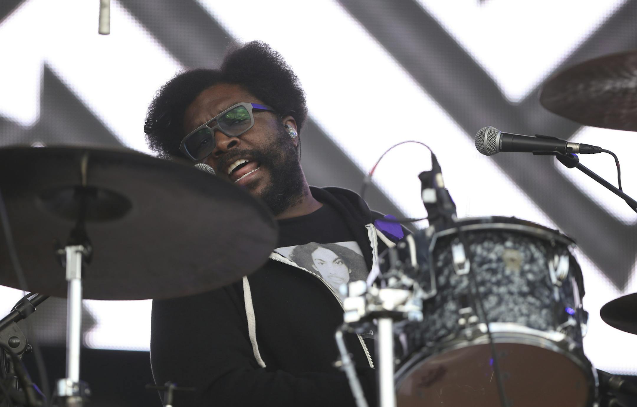 The Rootsí drummer Ahmir ìQuestloveî Thompson on the Main Stage Sunday evening at Soundset 2016. ] JEFF WHEELER ï jeff.wheeler@startribune.com The ninth annual Soundset hip-hop festival took place in its new location at the Minnesota State Fairgrounds Sunday, May 29, 2016 in Falcon Heights.
