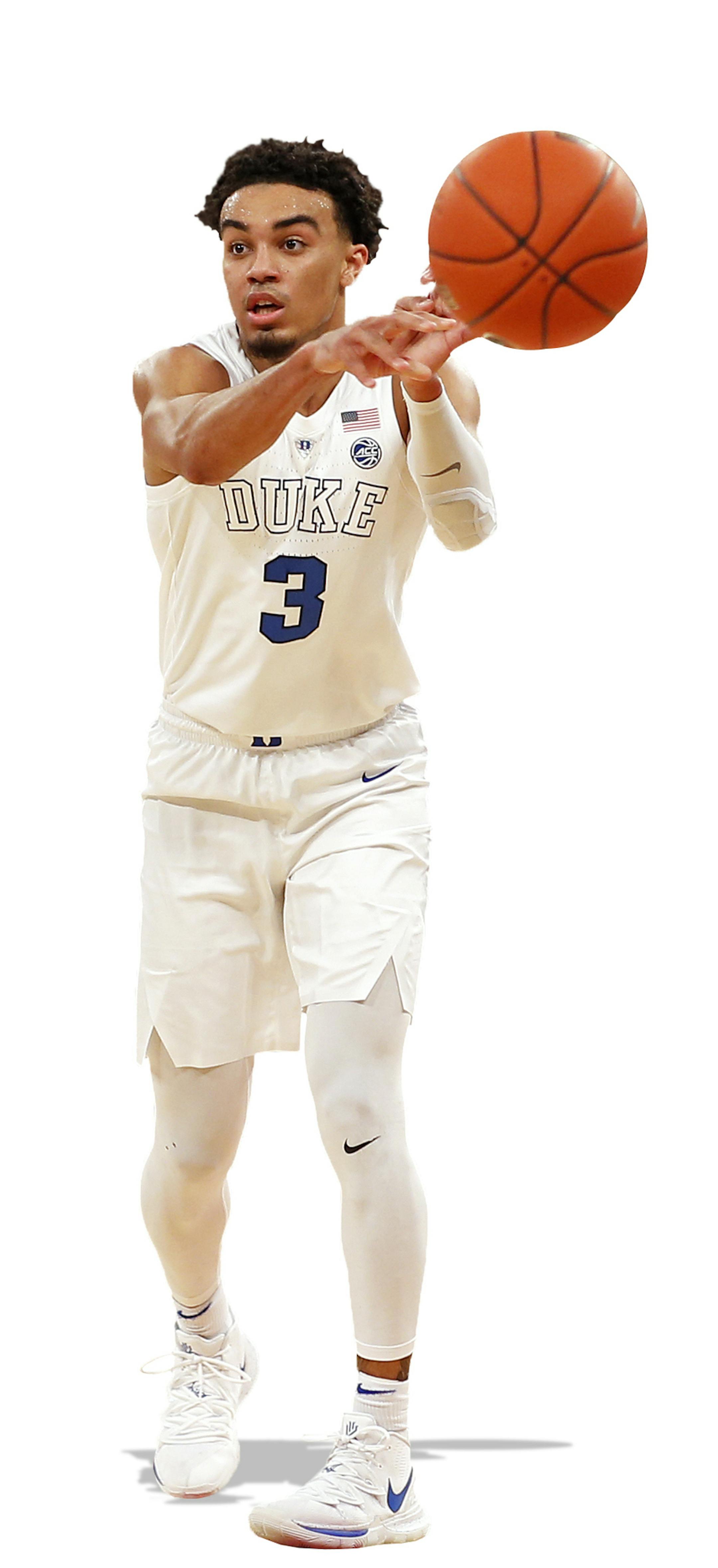Duke guard Tre Jones (3) in action against Texas Tech during the first half of an NCAA college basketball game Thursday, Dec. 20, 2018, in New York. (AP Photo/Adam Hunger) ORG XMIT: OTK