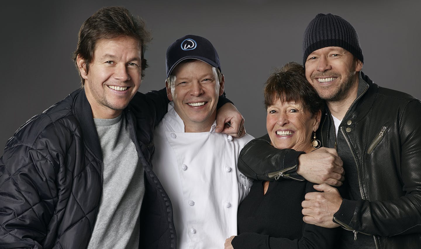 Mark, Paul, Alma and Donnie Wahlberg in "Wahlburgers"