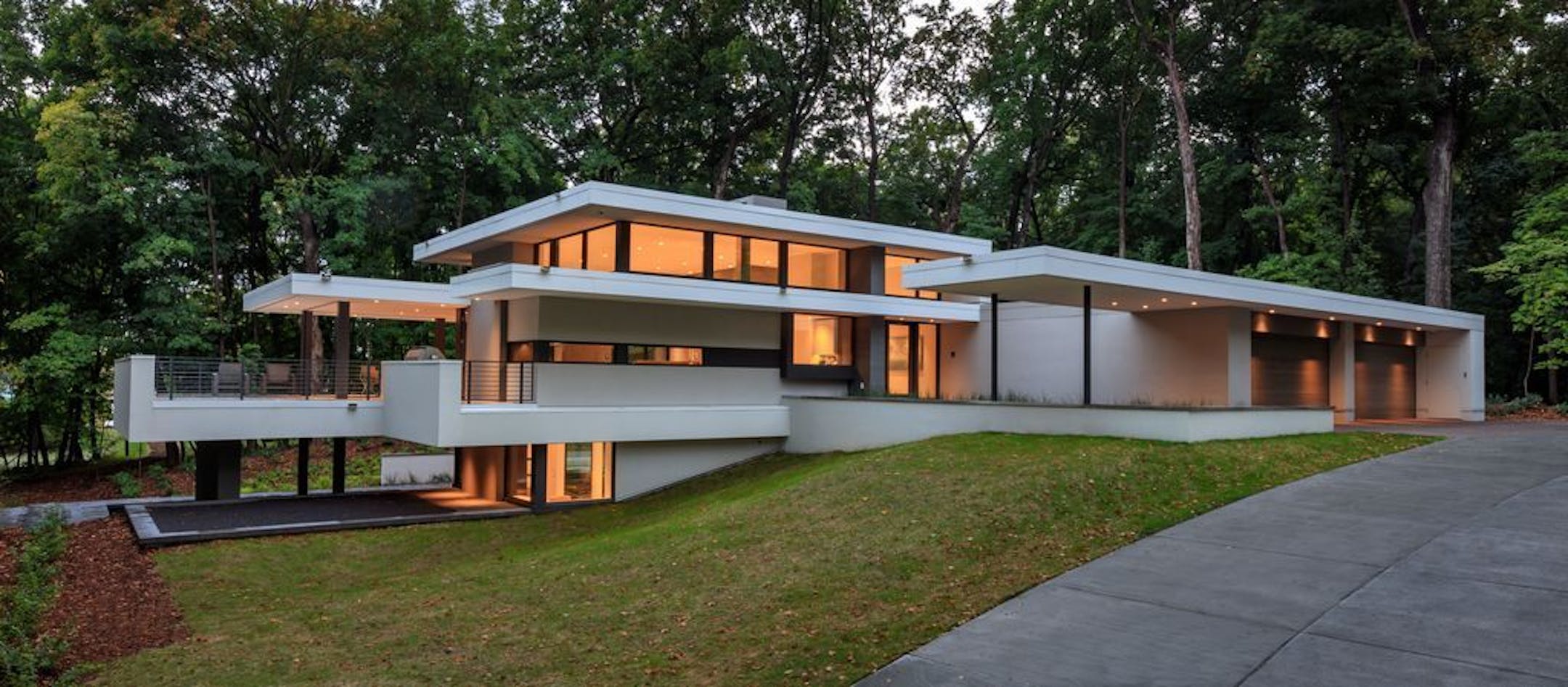 The rear view of the home.