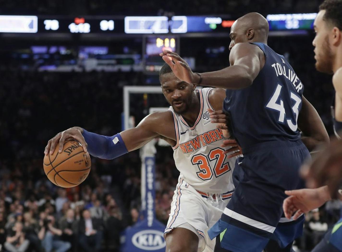 Noah Vonleh drives to the basket against the Wolves in February.