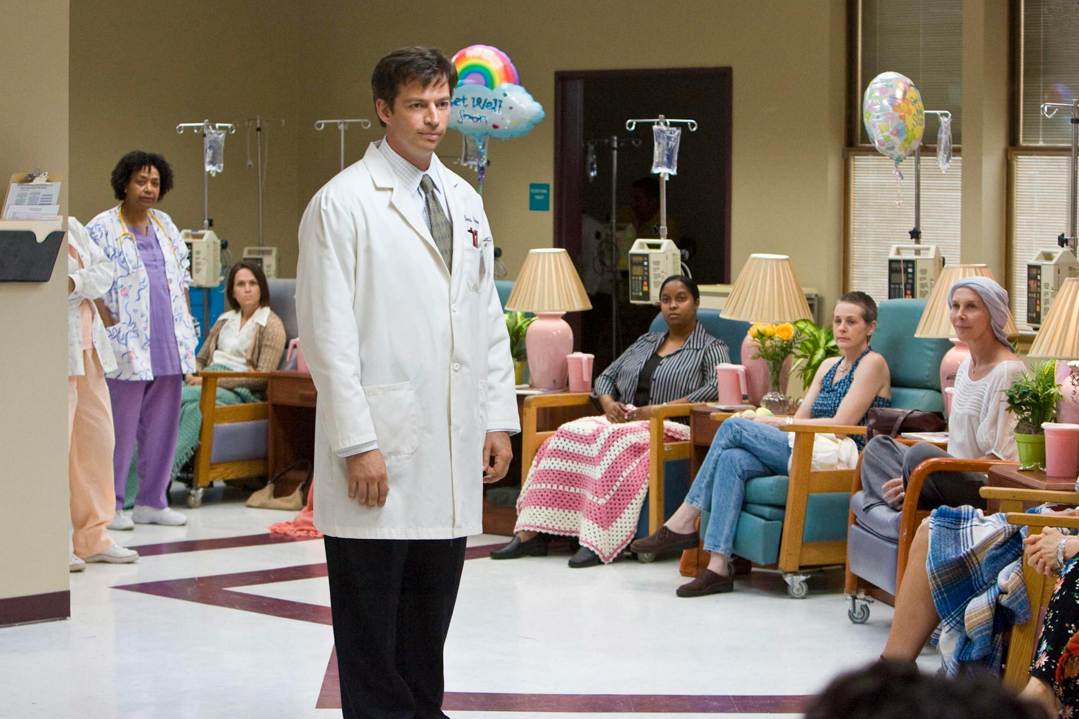 Dr. Slamon (Harry Connick, Jr.) thanks all of his patients for participating on the first day of the Phase One Herceptin drug trial in "Living Proof."