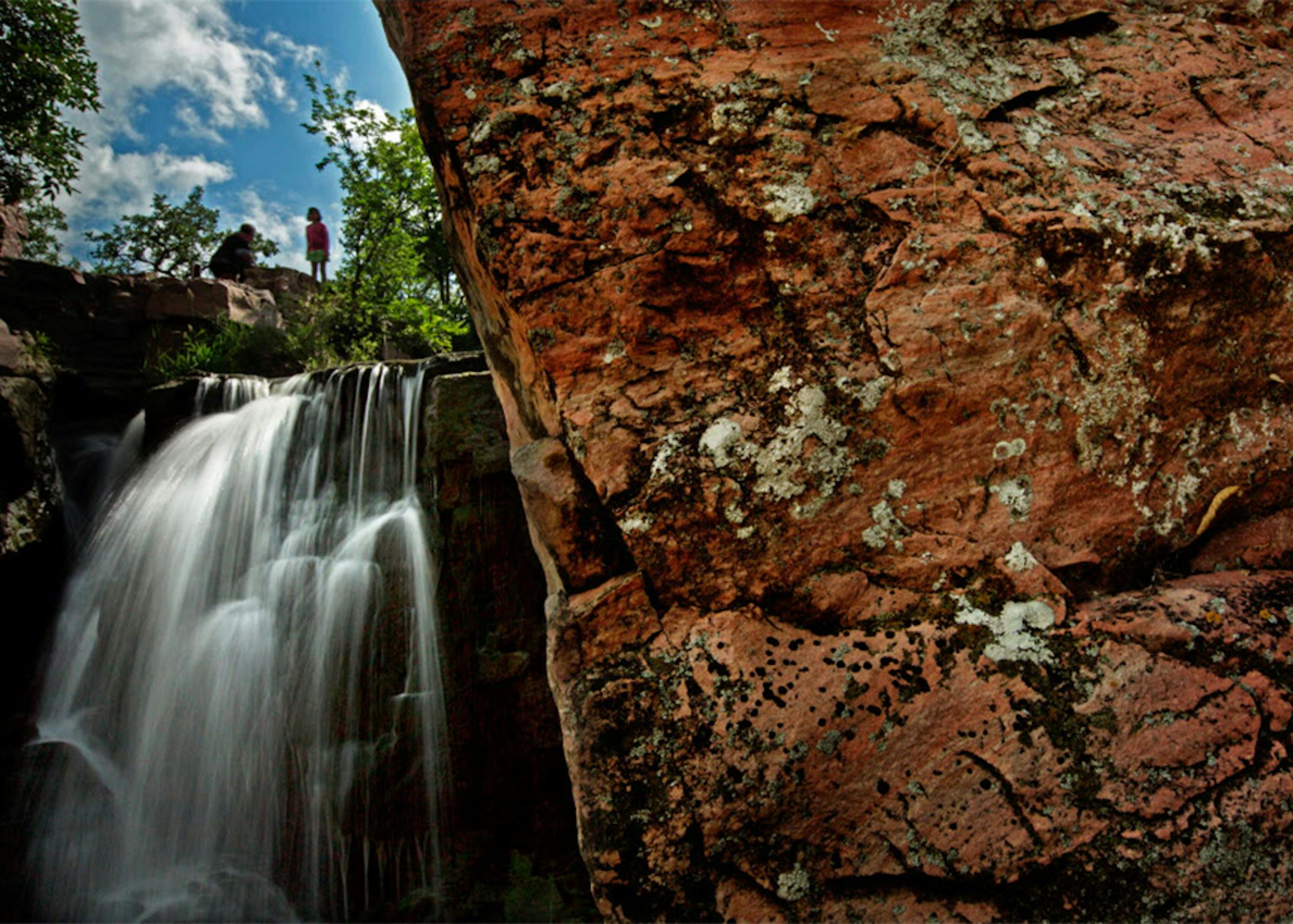 A waterfall at Pipestone National Monument, where American Indians have quarried pipestone for generations.