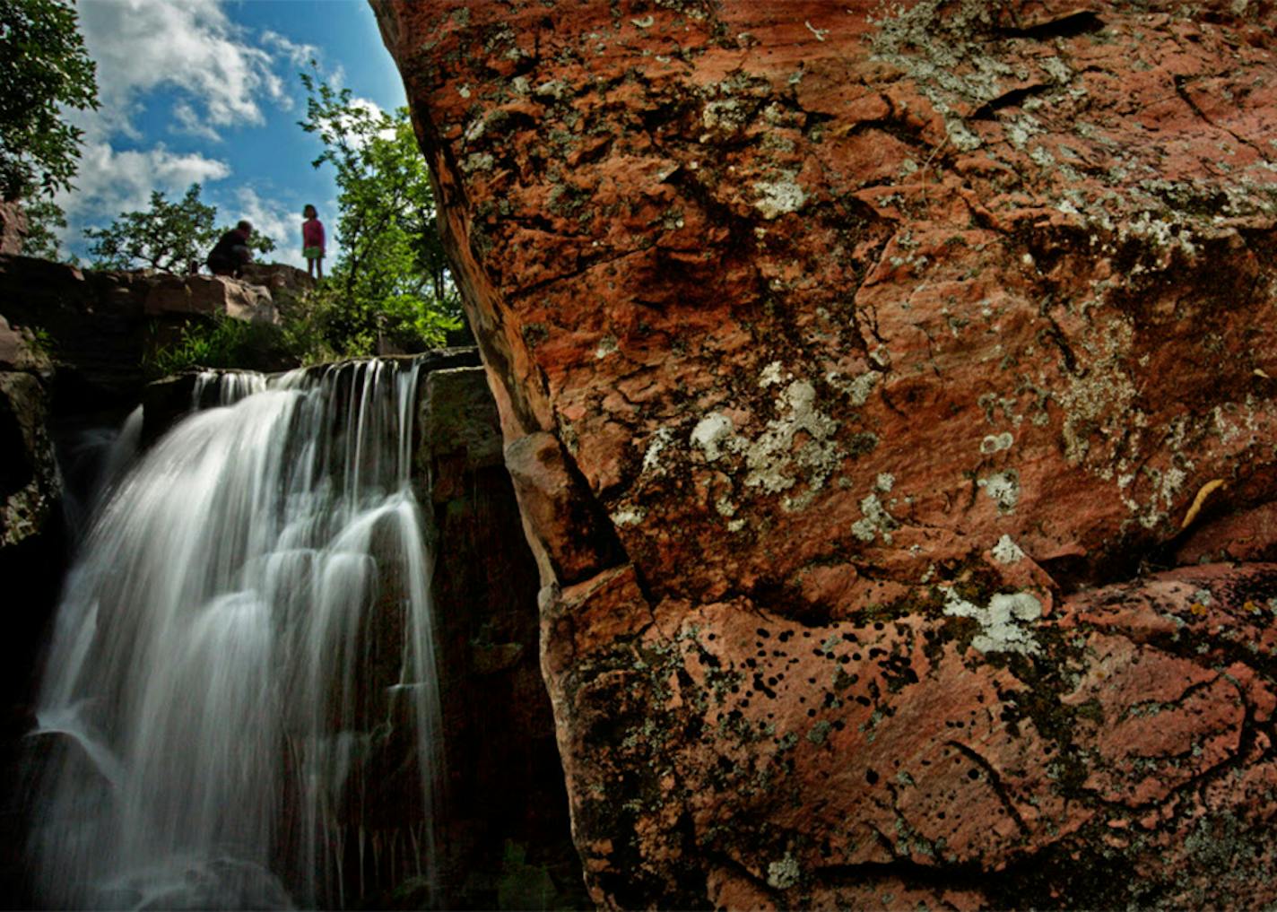 A waterfall at Pipestone National Monument, where American Indians have quarried pipestone for generations.