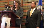 Irina Vaynerman, Deputy Commissioner of the Minnesota Department of Human Rights, and Attorney General Keith Ellison announce a lawsuit against CSL Pl