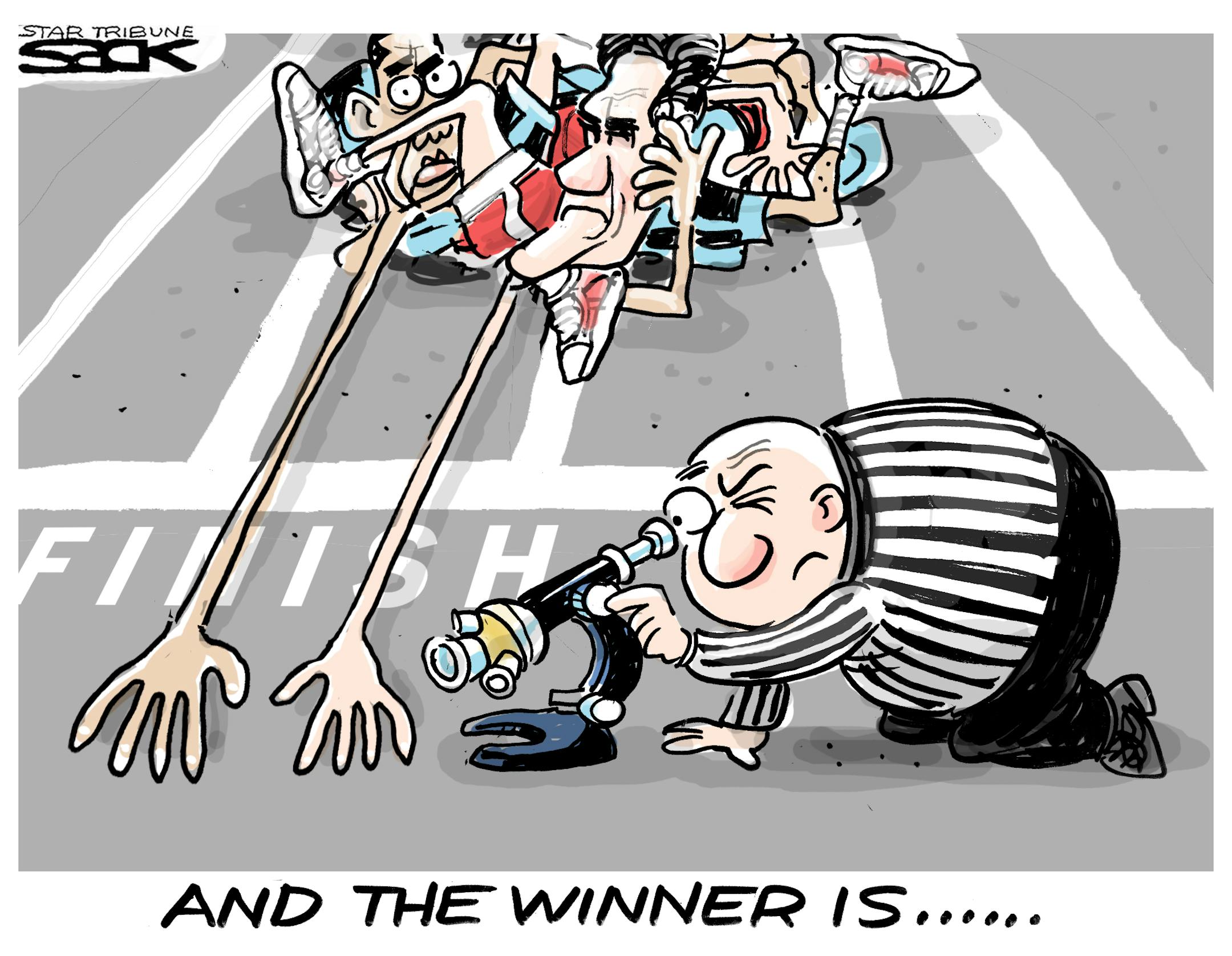 Steve Sack editorial cartoon for Nov. 7, 2012. Topic: The presidential race.