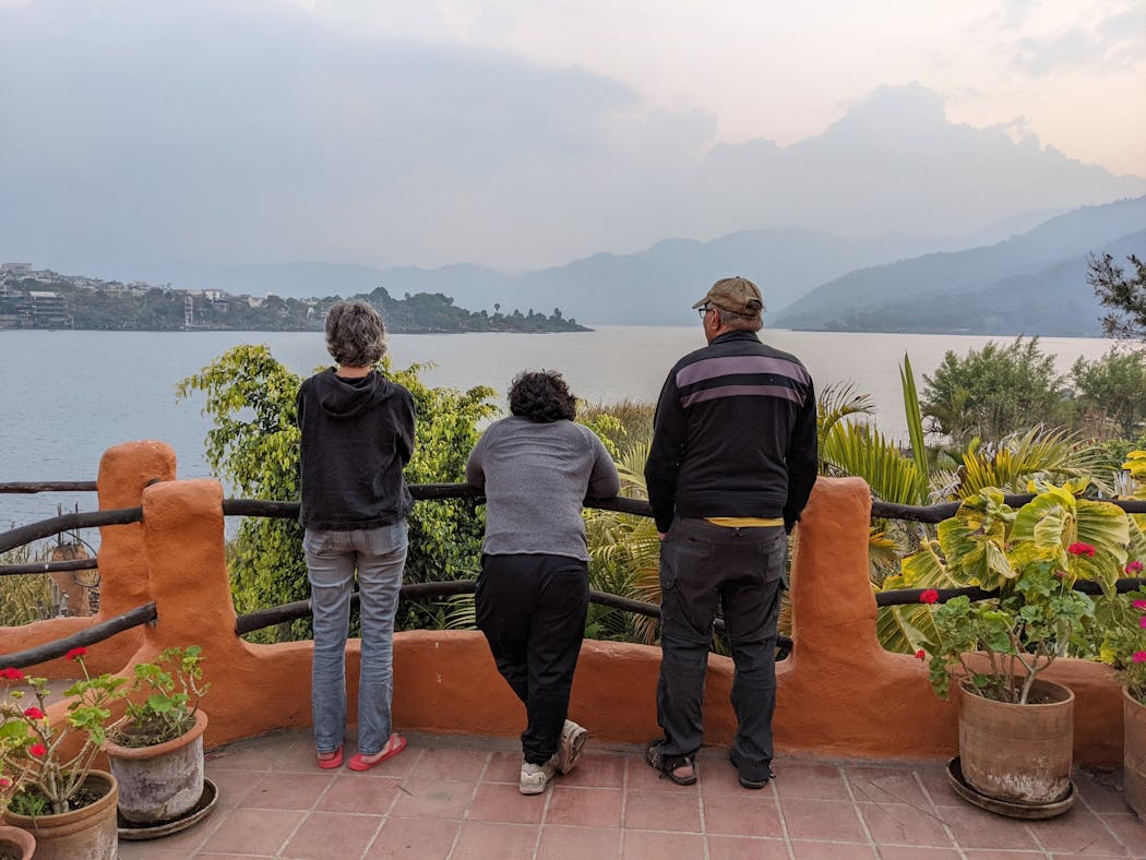 Laurie Stern, son Aa Tiko’ Rujux-Xicay, and husband Dan Luke in Santiago Atitlán, Guatemala, in March 2022.