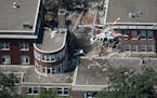 Emergency workers responded to the explosion at Minnehaha Academy Wednesday afternoon. ] AARON LAVINSKY &#xd4; aaron.lavinsky@startribune.com Aerial p