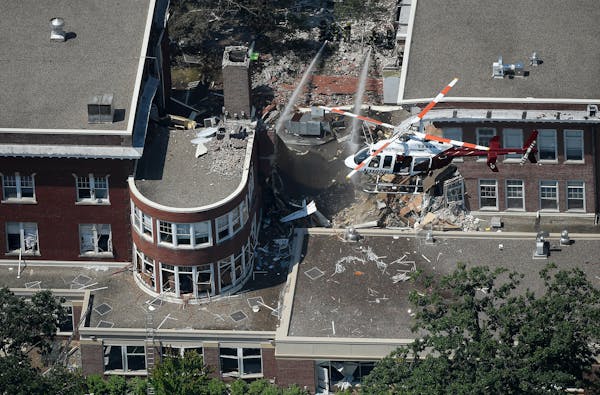Emergency workers responded to the explosion at Minnehaha Academy Wednesday afternoon. ] AARON LAVINSKY &#xd4; aaron.lavinsky@startribune.com Aerial p