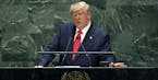 U.S. President Donald Trump addresses the 74th session of the United Nations General Assembly, Tuesday, Sept. 24, 2019. (AP Photo/Richard Drew)
